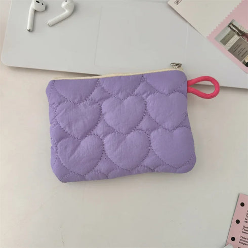 Candy Color Heart Shaped Cosmetic Bag Women Portable Earphones Lipstick Sanitary Napkins Storage Pouch Small Makeup Zipper Bags